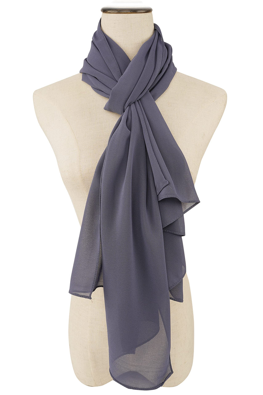 YOUR SMILE for Women Lightweight Breathable Solid Color Soft Chiffon Long Fashion Scarves Sunscreen Shawls (Dark Blue)
