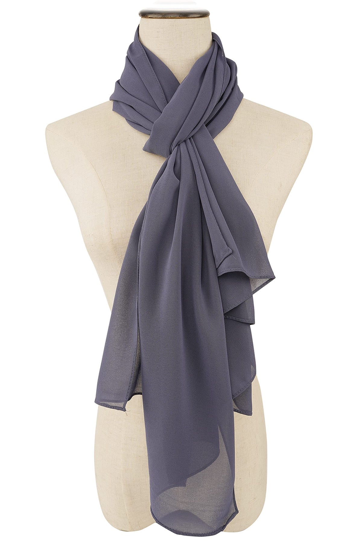 YOUR SMILE for Women Lightweight Breathable Solid Color Soft Chiffon Long Fashion Scarves Sunscreen Shawls (Dark Blue)