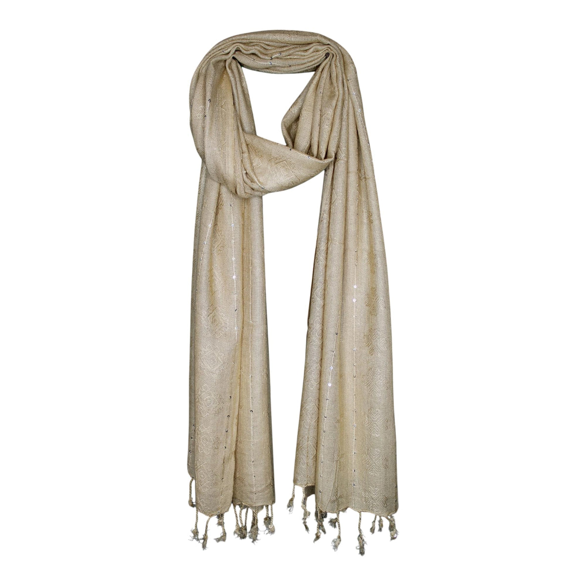 STOLE STUDIO Elegant Luxurious Sequence Viscose Stole Scarf (Beige)