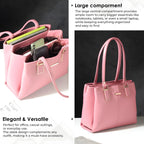 EMPOLUXE Women's Handbag – PU Leather Structured Tote with Dual Handles | Spacious Shoulder Bag for Office, College & Daily Use | Fits A4 Files | Pink