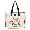 AQVA Women & Men Cotton Tote Bag | Black and White Collection Printed Handbag Shoulder Bag with Zipper and Inner Zip Pocket for Grocery, Shopping, Travel, Work, Beach Lunch (16 X 12.5 X 5_Beach)