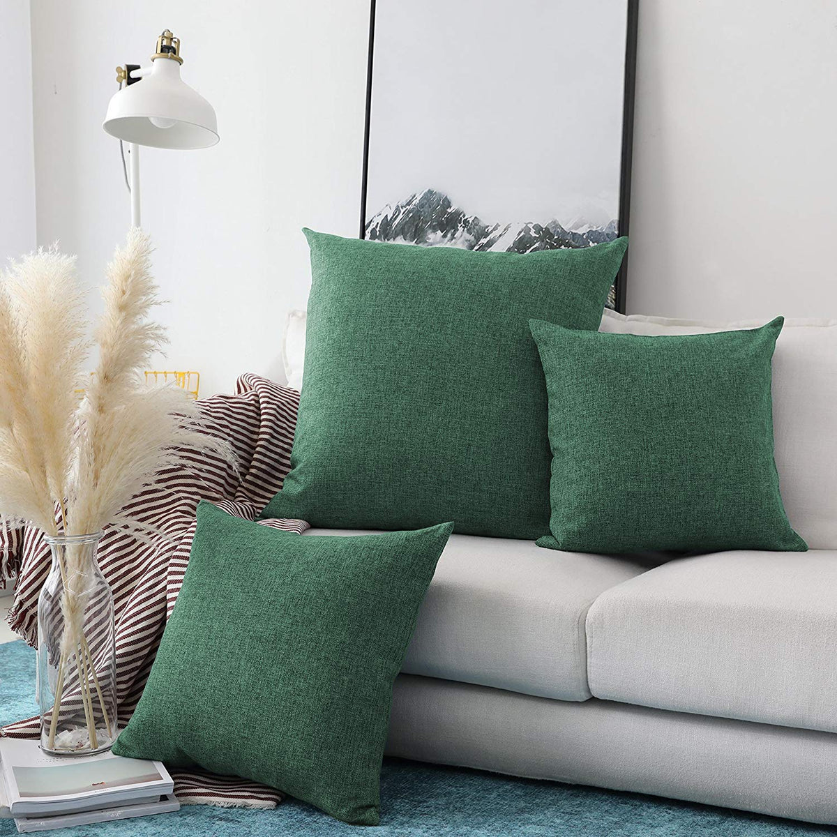Khooti Jute Cushion Cover | 12x12| Green | Set of 1 | Throw Pillow Cover for Couches, Chairs, Sofas, Beds, Coffee Tables, Living Rooms, Bedrooms, Modern Boho Design