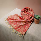 STOLE STUDIO Embellished Leaf Luxurious Viscose Stole Scarf (Beige/Red)