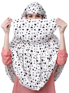 7 season's Cotton Long Scarf Cum Mask Universal Size Usable For Vehicle Driver For Sunlight UV Protection White Printed Design For Girl & Women (Long Black Heart) For Female