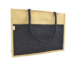 JUTEKA Multicolor spacious Jute Bag with Zipper Closure, Full Size Front Pocket and Large Handles…