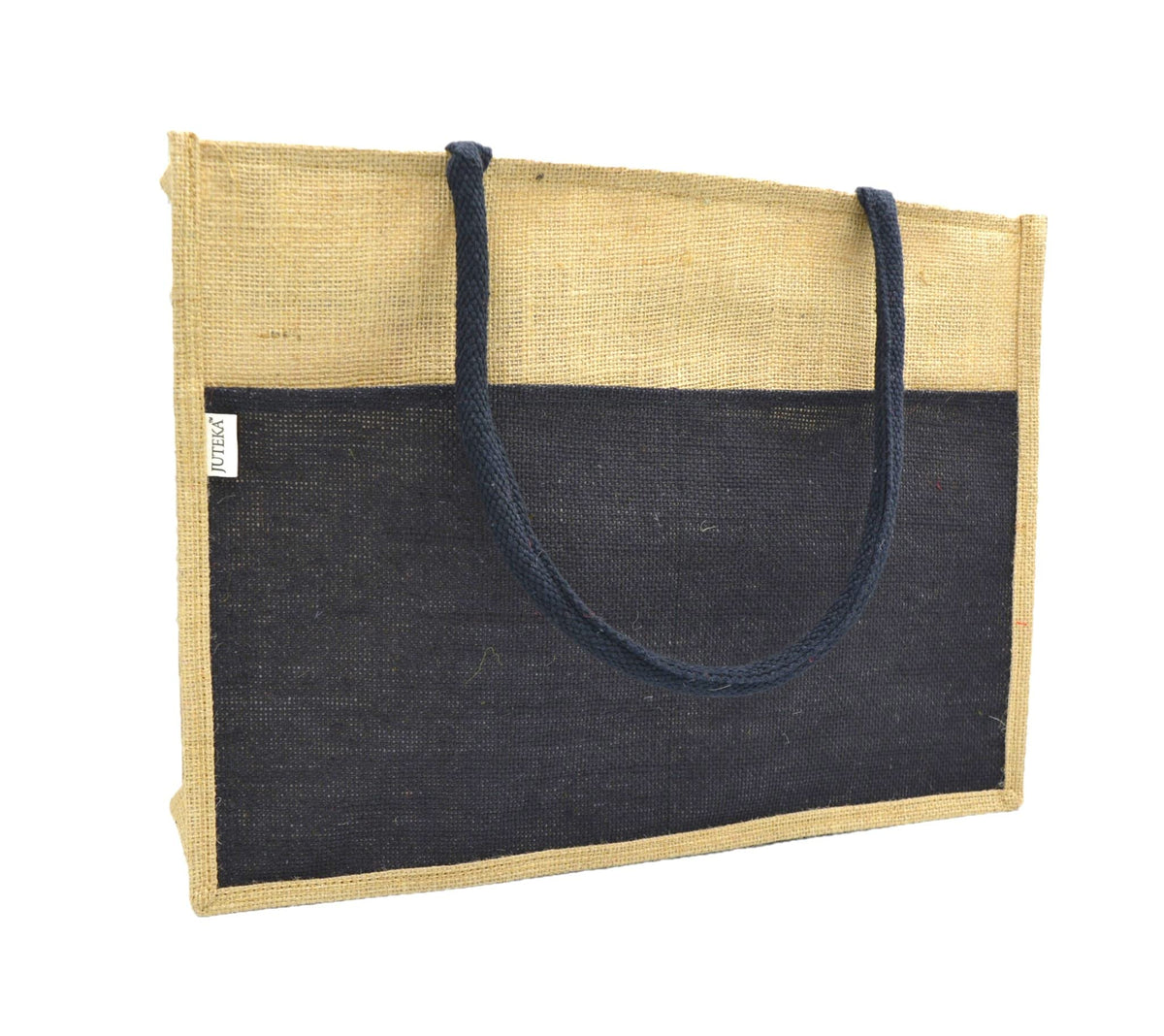 JUTEKA Multicolor spacious Jute Bag with Zipper Closure, Full Size Front Pocket and Large Handles…