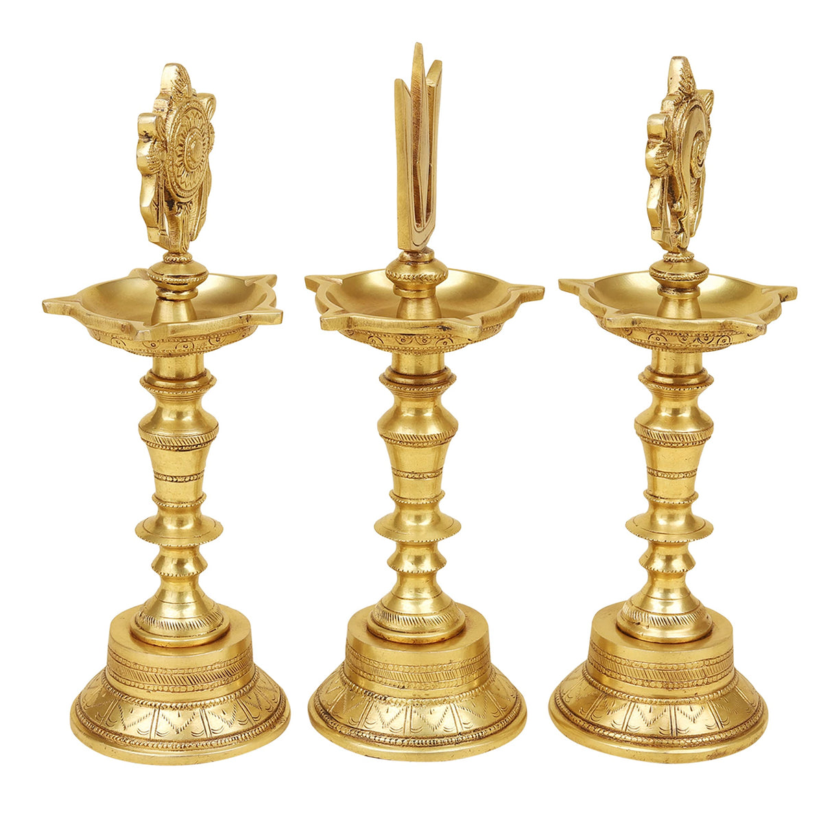 Artvarko Brass Traditional Large Diya Shankh Chakra Namah Tirupati Balaji Shankha Tilak Padma Padmanabha Swami Vishnu Symbol Oil Lamp for Pooja Gift Decoration Showpiece 11 Inch