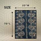 FAHABO Scarf Woman Pleated Cotton Scarves with Embroidery and Tassels | Hijab Scarf | Headscarf | Neck Scarf | Stoles | Wraps (Deep Night Blue -1)