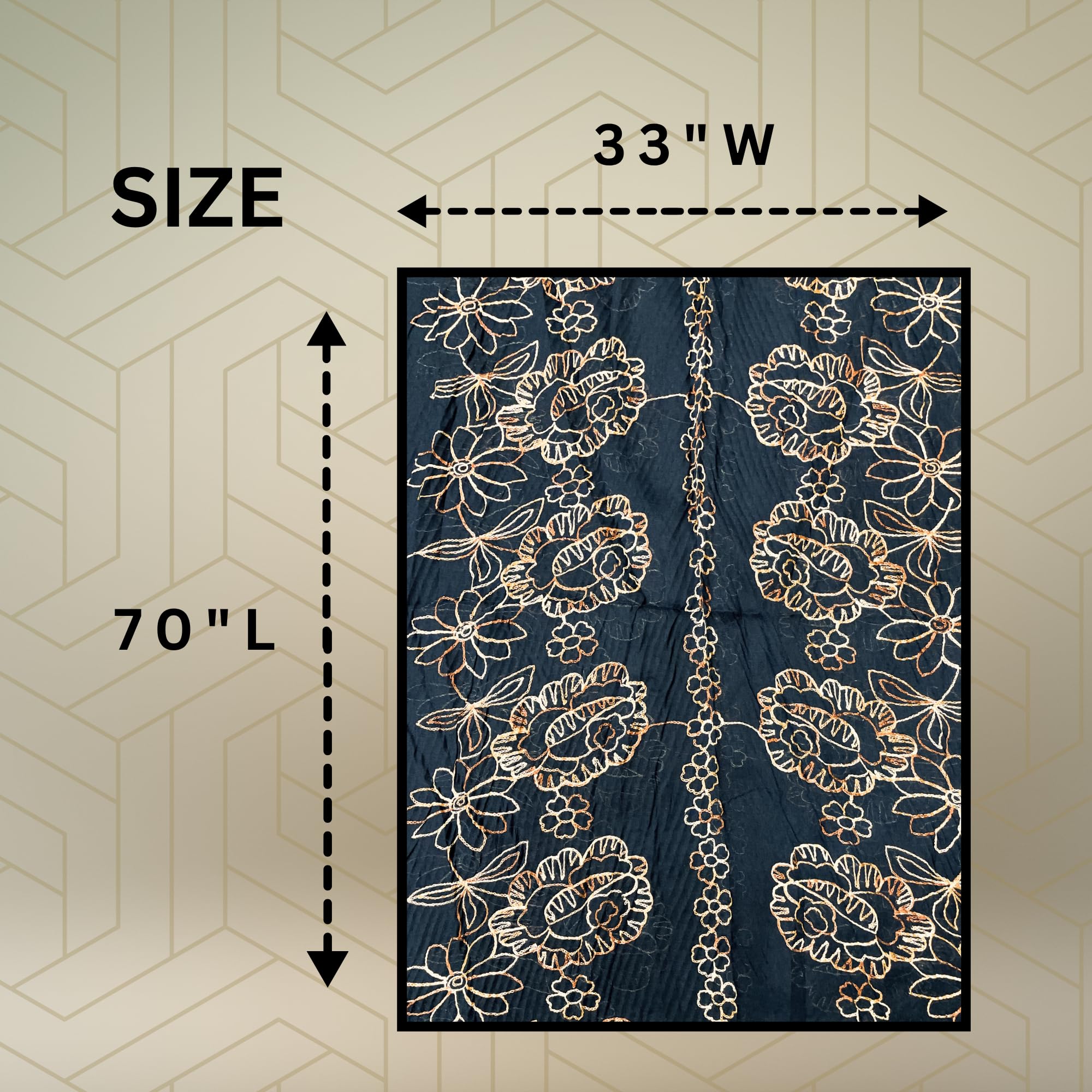 FAHABO Scarf Woman Pleated Cotton Scarves with Embroidery and Tassels | Hijab Scarf | Headscarf | Neck Scarf | Stoles | Wraps (Deep Night Blue -1)