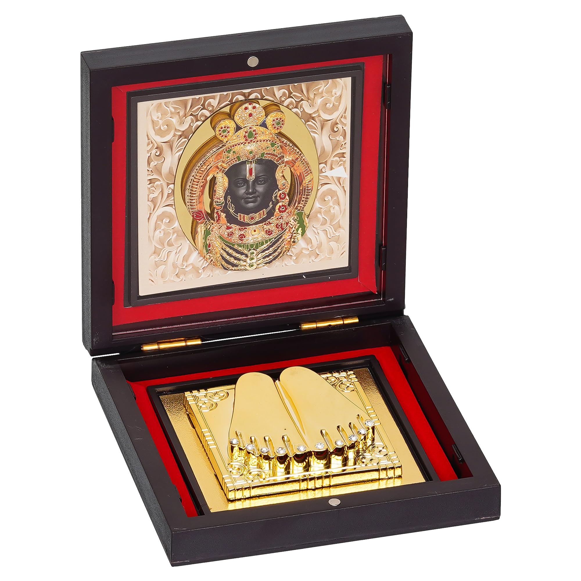 KUSHAL CREATIONS Charan Paduka Box | Religious Box | Pocket Temple (Ram Lala Face)