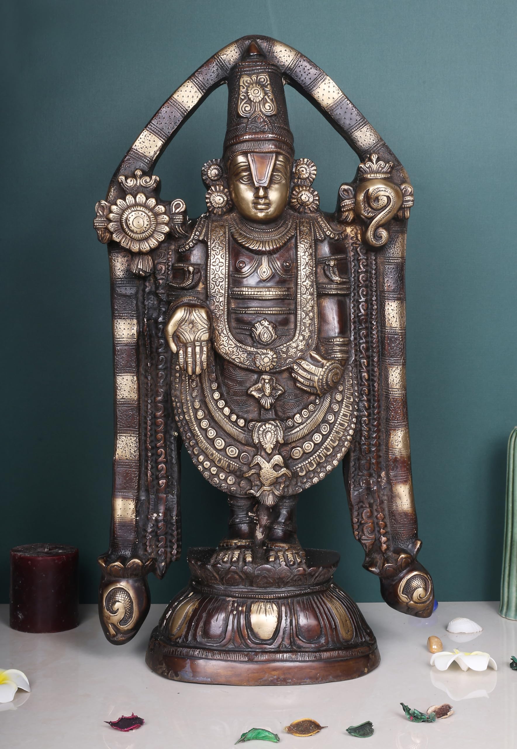 ARTVARKO Big Brass Tirupati Balaji venkateswara Swamy murti Statue for Home Office Temple Puja Décor Gift 23 Inch
