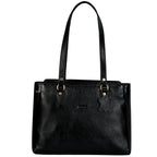 Richsign Leather Accessories Full-Grain Natural Leather Top-Handle Satchel Handbags & Shoulder Tote Bags For Women (Dimension- L-13 X H-10 X W- 5 Inch, Weight- 0.8kg / 800g (Black)