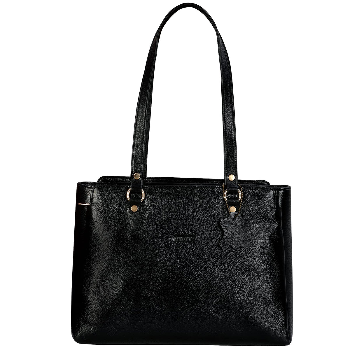 Richsign Leather Accessories Full-Grain Natural Leather Top-Handle Satchel Handbags & Shoulder Tote Bags For Women (Dimension- L-13 X H-10 X W- 5 Inch, Weight- 0.8kg / 800g (Black)