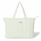 HOUSE OF ORLO Premium Cotton Waffle Quilted Tote Bag, Large Spacious Handbag for College, Office, Work, Travel, Shopping & Daily Use - Blue&Yellow