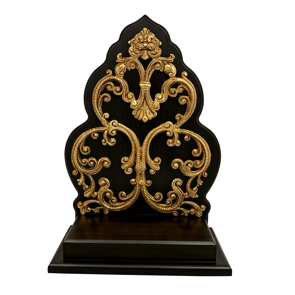 AONA Brass and Wooden Sihasan for Multipurpose Use Temple Goddess Temple Height 13 Inches