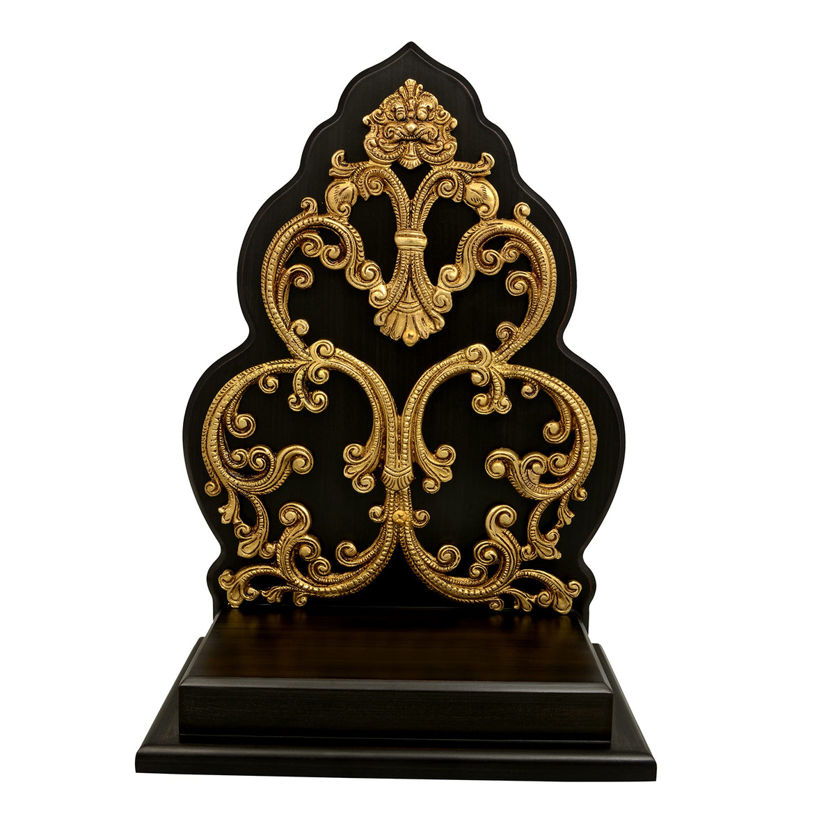 AONA Brass and Wooden Sihasan for Multipurpose Use Temple Goddess Temple Height 13 Inches