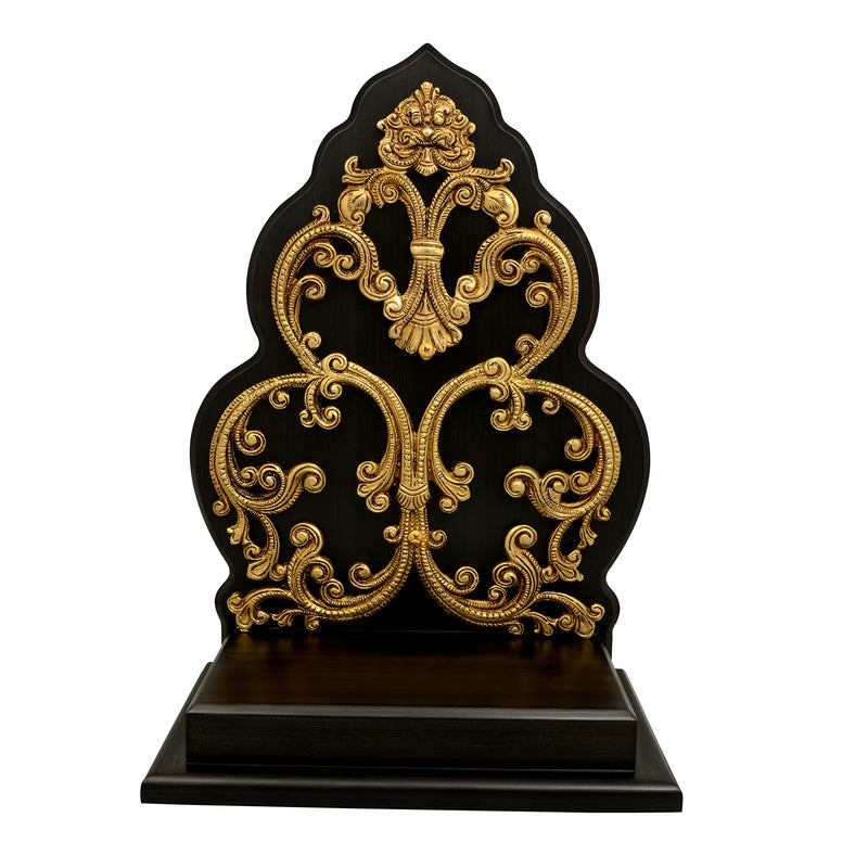 AONA Brass and Wooden Sihasan for Multipurpose Use Temple Goddess Temple Height 13 Inches