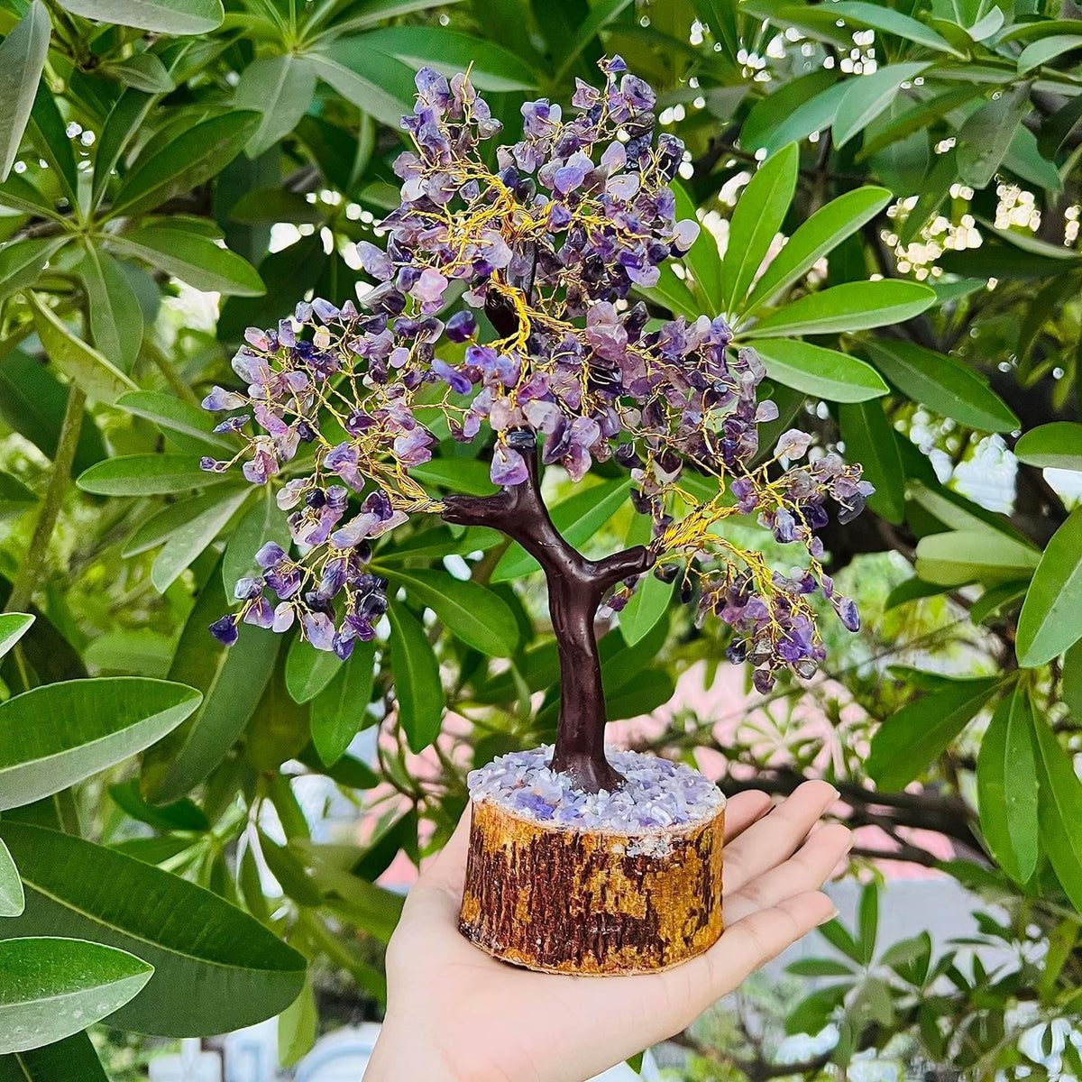 Amethyst Gemstone Crystal Tree, Bonsai Fortune Money Tree for Good Luck, Home Decor, Office Table Dcor Spiritual Gift Best for Gift (Amethyst)
