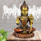 ARTVARKO Big Brass Lord Hanuman Ji Blessing with Gada on Shoulder Murti Bajrangbali Bhagwan Statue Height 15