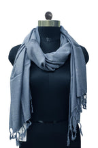 URBAN LADIIIZ Solid Sequin Stole with Tassels for Women & Men – Soft Lightweight Rayon Fabric | Available in 10+ Colours (GREY)
