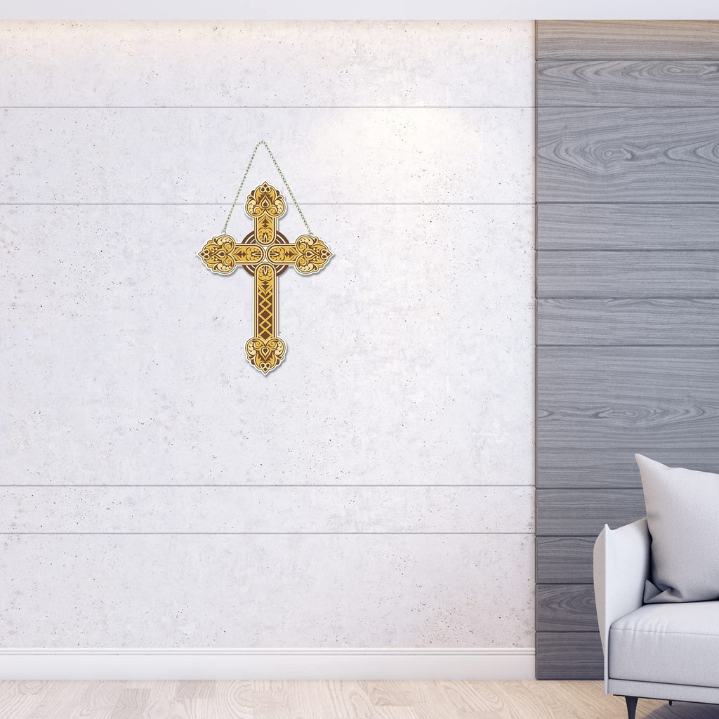 Artvibes Traditional Christian Holy Cross Designer Wooden Wall Hanging Decoration Items for Living Room | Spiritual Decor Items | Wall Poster | Modern Decor Items | Unique Gift (WH_5512N)