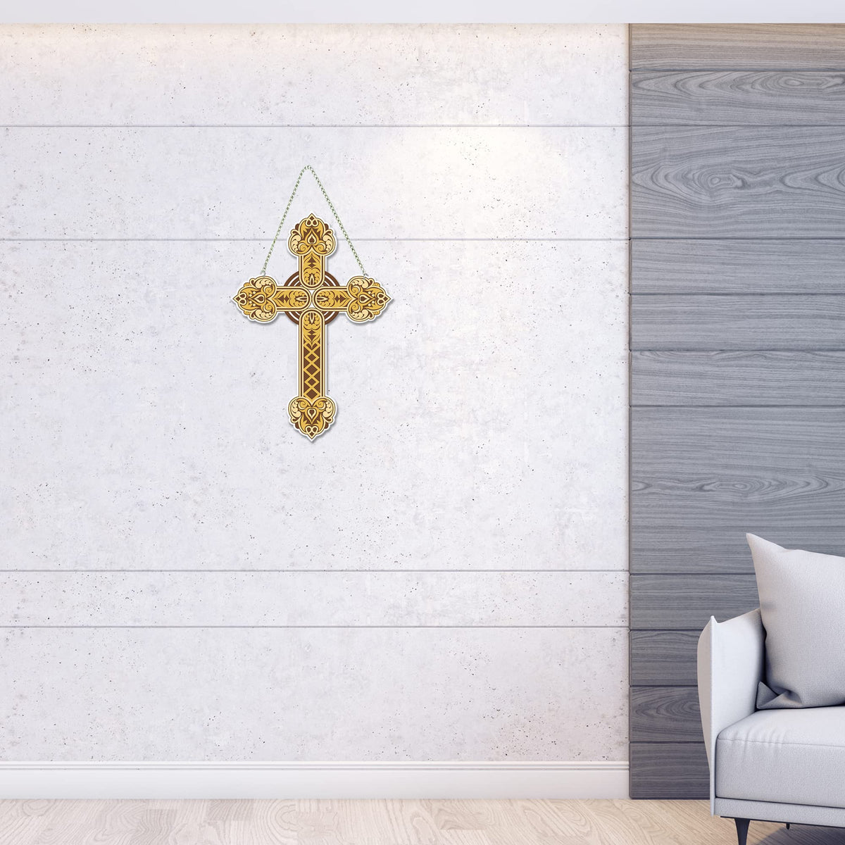 Artvibes Traditional Christian Holy Cross Designer Wooden Wall Hanging Decoration Items for Living Room | Spiritual Decor Items | Wall Poster | Modern Decor Items | Unique Gift (WH_5512N)