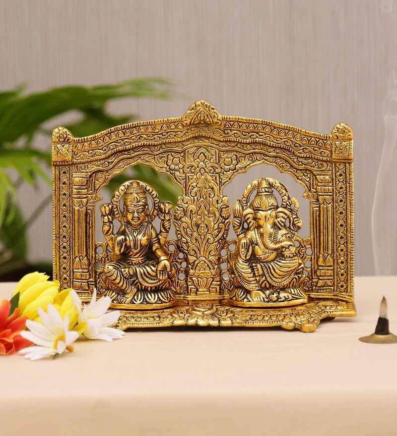 Kridaykraft Metal Laxmi Ganesh Idol Showpiece - Metal Lakshmi Ganesh Statue Diwali Home Decoration Items Lakshmi Ganesh for Diwali puja