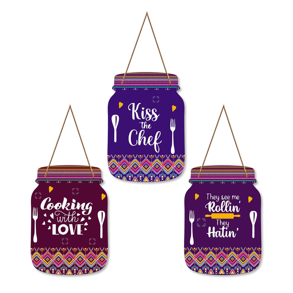 Artvibes Cooking with Love Wall Hanger for Home Decor | Gifts | Wall Art | Decoration Wooden Hanging Items | Kitchen Wood Design | Quotes Decor Items | Decorative Artworks (WH_8917N)