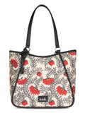 ZOUK Naisha Red & Beige Floral Tote Bag for Women | Vegan Leather Large Shoulder Handbag with Bottle Holder, Multiple Pockets & Water-Resistant Lining | Office, Travel & Daily Use | Nawabi Couture