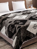 Monte Carlo Unisex Roman Box Double Bed No Reversible 1 Ply 550 GSM | 3 KG Heavy Winter Blanket (160 X 220) (220 X 240) (Grey Black) Kafalo