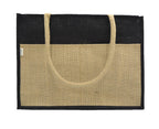 JUTEKA Multicolor spacious Jute Bag with Zipper Closure, Full Size Front Pocket and Large Handles…
