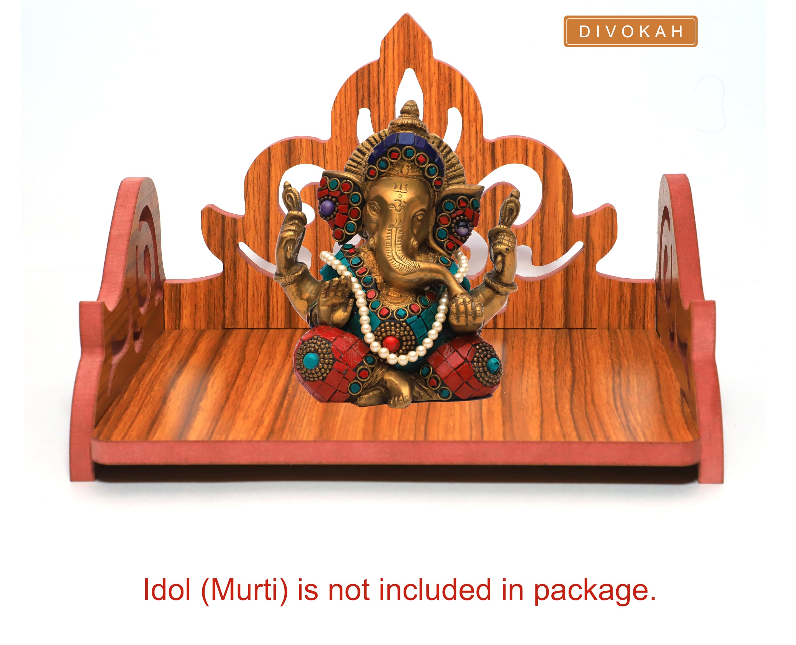 DIVOKAH® Plywood Small Wooden Temple for Home Office and Shop/Wall Hanging Temple/sinhasan/Pooja mandir/Pooja Stand/Hindola (8 MM Plywood Thickness) SNS_WS
