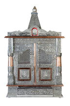 Suhanika Crafters Aluminium and Copper Oxidized Home Temple Size- L-15 B-7 with Dome,Wooden Home Temple,Wall Hanging Temple,Oxidise Temple