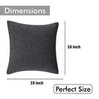 Yellow Weaves Jute Texture Cushion Covers, 16 X 16 Inches, Black, Set of 5, 250 TC