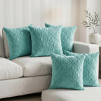 Yellow Weaves Jacquard Cushion Covers | Sofa Cushion Covers | Throw Pillow Cover for Sofa, Couch, Living Room| Removable & Washable | 16x16 Inches, Set of 5 (Powder Blue)