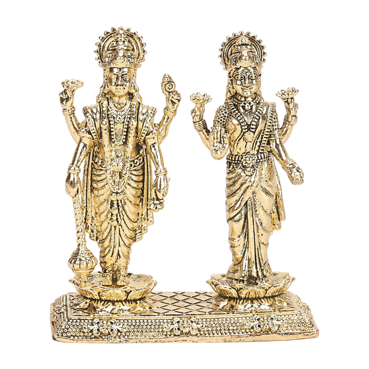 ARTVARKO Brass Vishnu Laxmi Murti Lord Bhagwan Vishnu Narayan Lakshmi Goddess Laxmi Statue Idol Murti 2.75 Inch