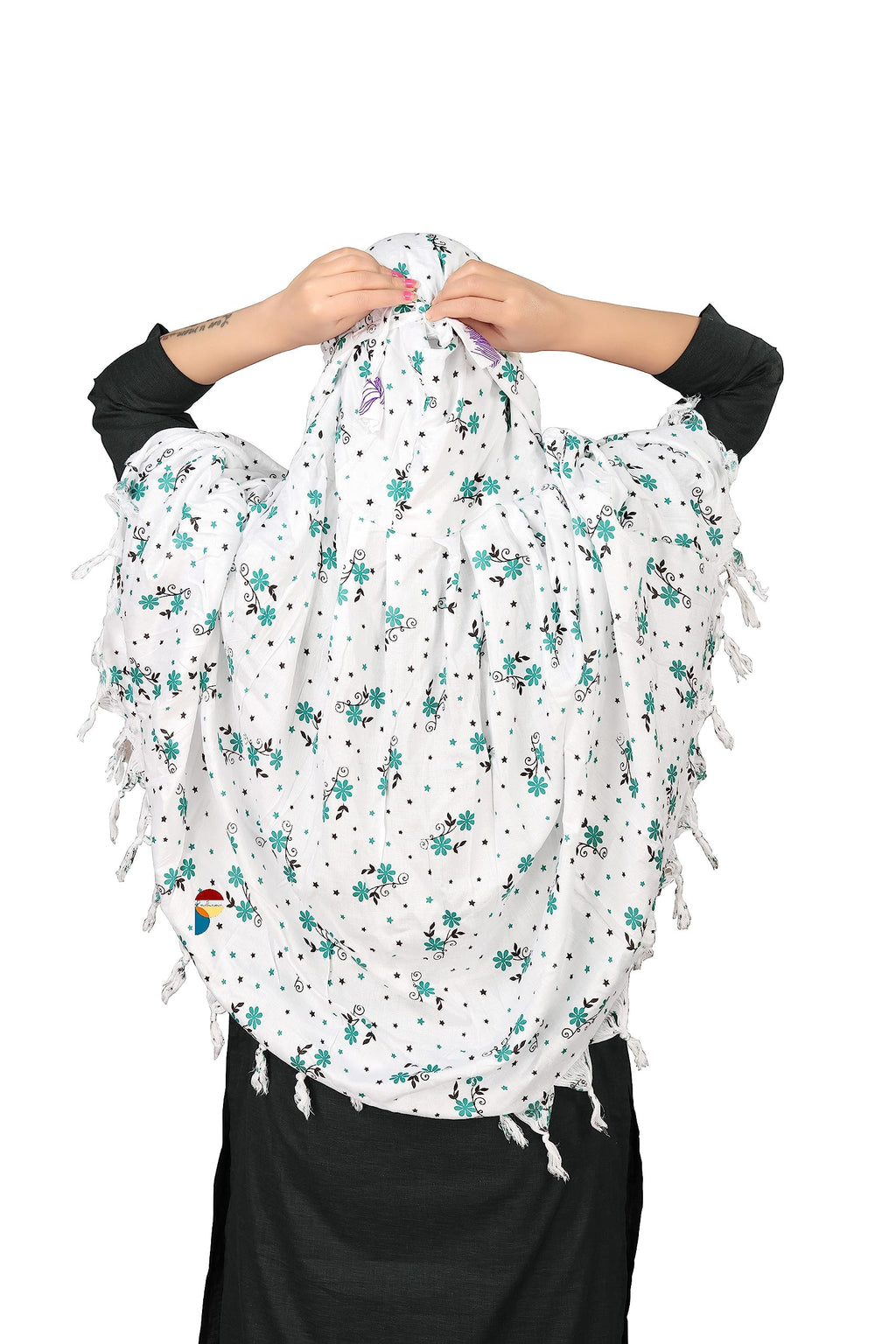 PRACHARAN Cotton Innovative Stylish Flower Printed Pattern Fancy Scarf With Sun Protection Cover Face Cotton Driving Scarf for Women's and Girls, For Female, Multicolor