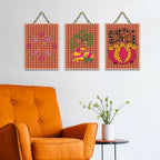 Artvibes Madhubani Inspired Ethnic Village Life Art Decorative Wall Art MDF Wooden Wall Hanger for Home | Printed Wall Decoration | Wall Illustrations | Graphic Art | Gift Items (WH_9676N), Set of 3