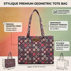 Stylique Women's Jute Tote Bag with Zip Closure — Large Laptop Handbag for Office, College & Travel | Eco-Friendly Cotton Canvas Shoulder Bag (Red)
