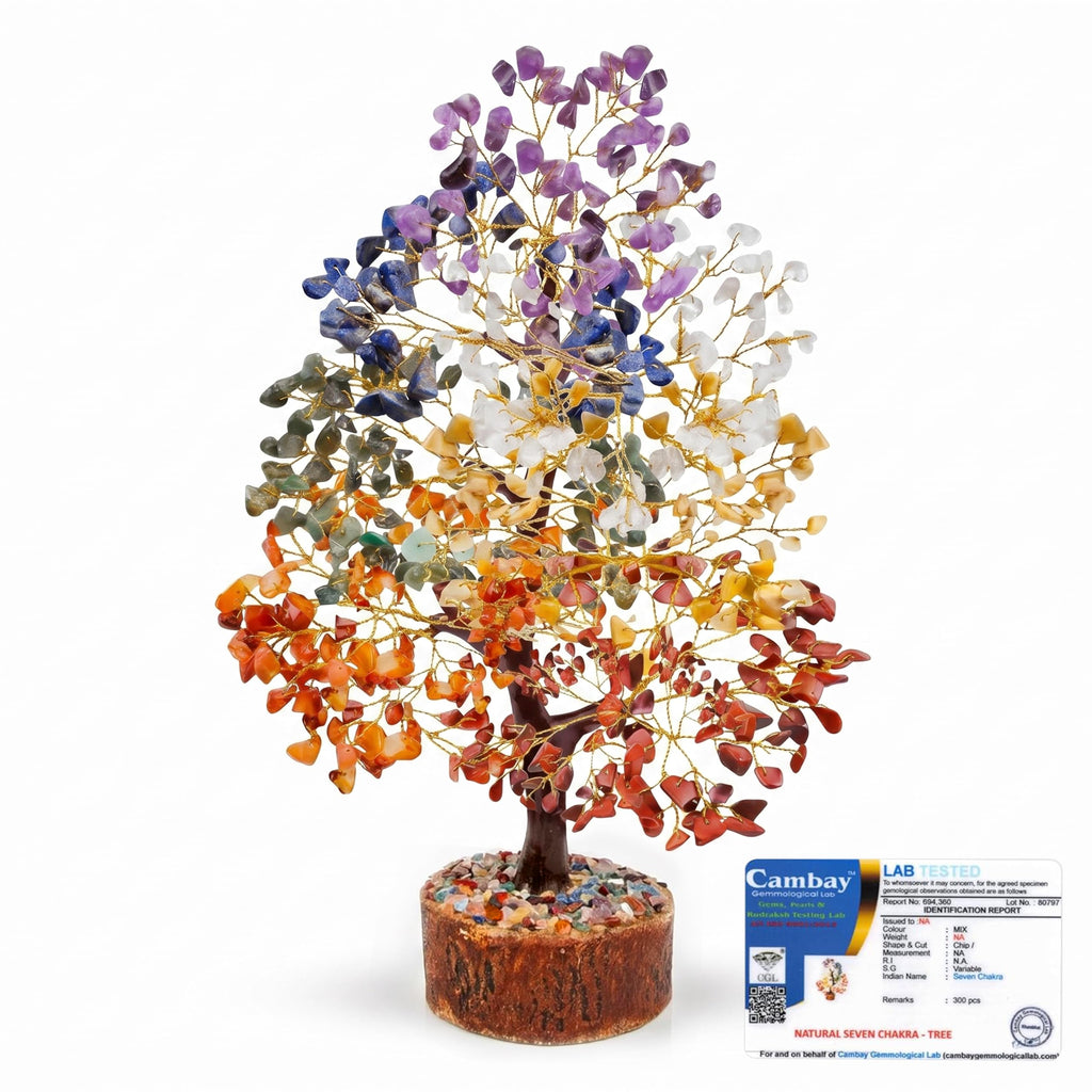 Axilla 300 Beads 7 Chakra Crystal Tree for Positive Energy | Money Tree Showpiece for Home Decor | Natural Healing Gemstones Money Tree | Feng Shui Good Luck Crystal Tree with 300 Beads