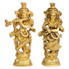 ARTVARKO Brass Radha Krishna Idol Statue Religious Statue Murti for Mandir, Living Room, Office Table and Home Décor Gift Height 9.5 Inch