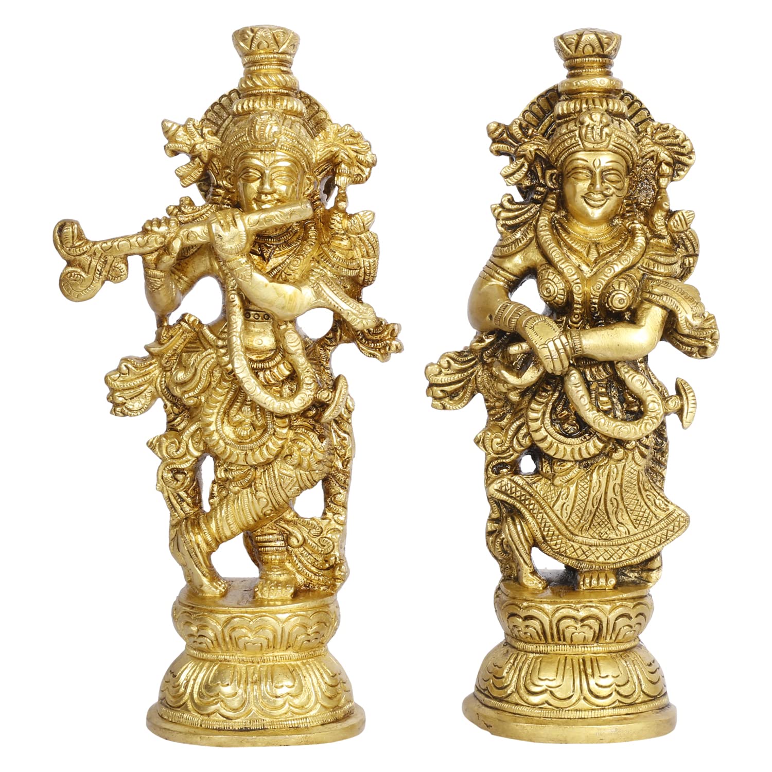 ARTVARKO Brass Radha Krishna Idol Statue Religious Statue Murti for Mandir, Living Room, Office Table and Home Décor Gift Height 9.5 Inch
