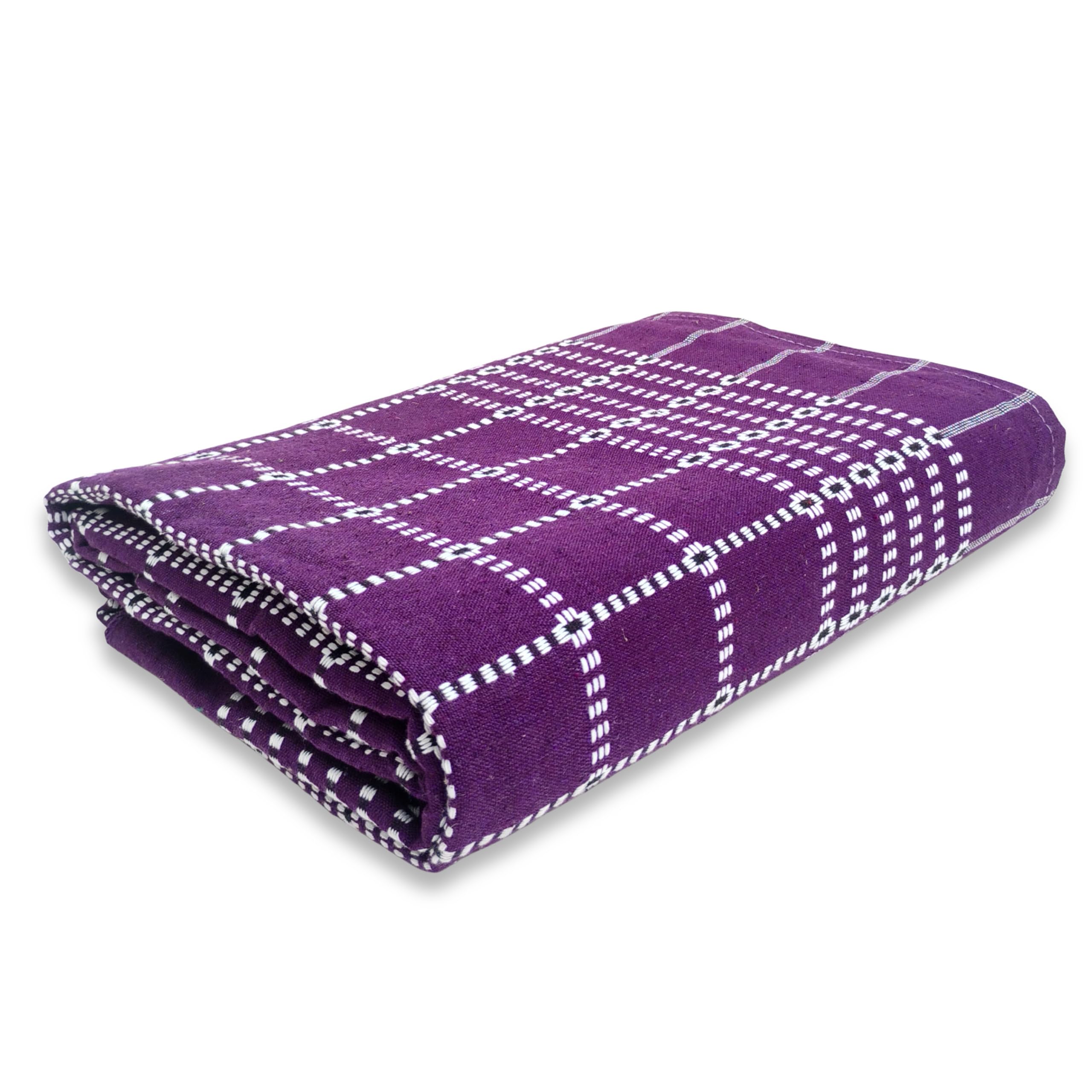 VELIRSON 100% Pure Cotton Checkered Blanket Single Bed Size 60x90 Inch - Purple Violet | Bedsheet for Single Bed Cotton | Solapur Chaddar | All Seasons Daily use Blanket | Pack of 1 (Violet) Kafalo