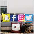 Vendola Satin 250TC Sofa Cushion Pillow Covers, Multicolor, Set of 5 Cushion Covers (16X16 Inches, Social Media)