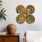 Artvibes Indian God Madhubani Art Decorative Wall Art MDF Wooden Wall Hanger for Home | Living Room | Scenery For Drawing Room | Wall Poster | Artworks Hangings | Unique Gift (WH_8450N), Set of 4