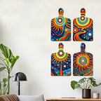Artvibes Cosmic Sun & Galaxy Art Decorative Wall Art MDF Wooden Wall Hanger for Living Room | Festive Decor Art | Wall Sculpture | Scenery | Aesthetic Wooden Decor | Ideal Gifts (WH_5657N), Set of 4