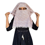 Switchon Pure Cotton Innovative scarf Hijab for Women with closer 3 inch Hook and Loop Tape for size adjustment for 12 yrs and above (Brown_White2)