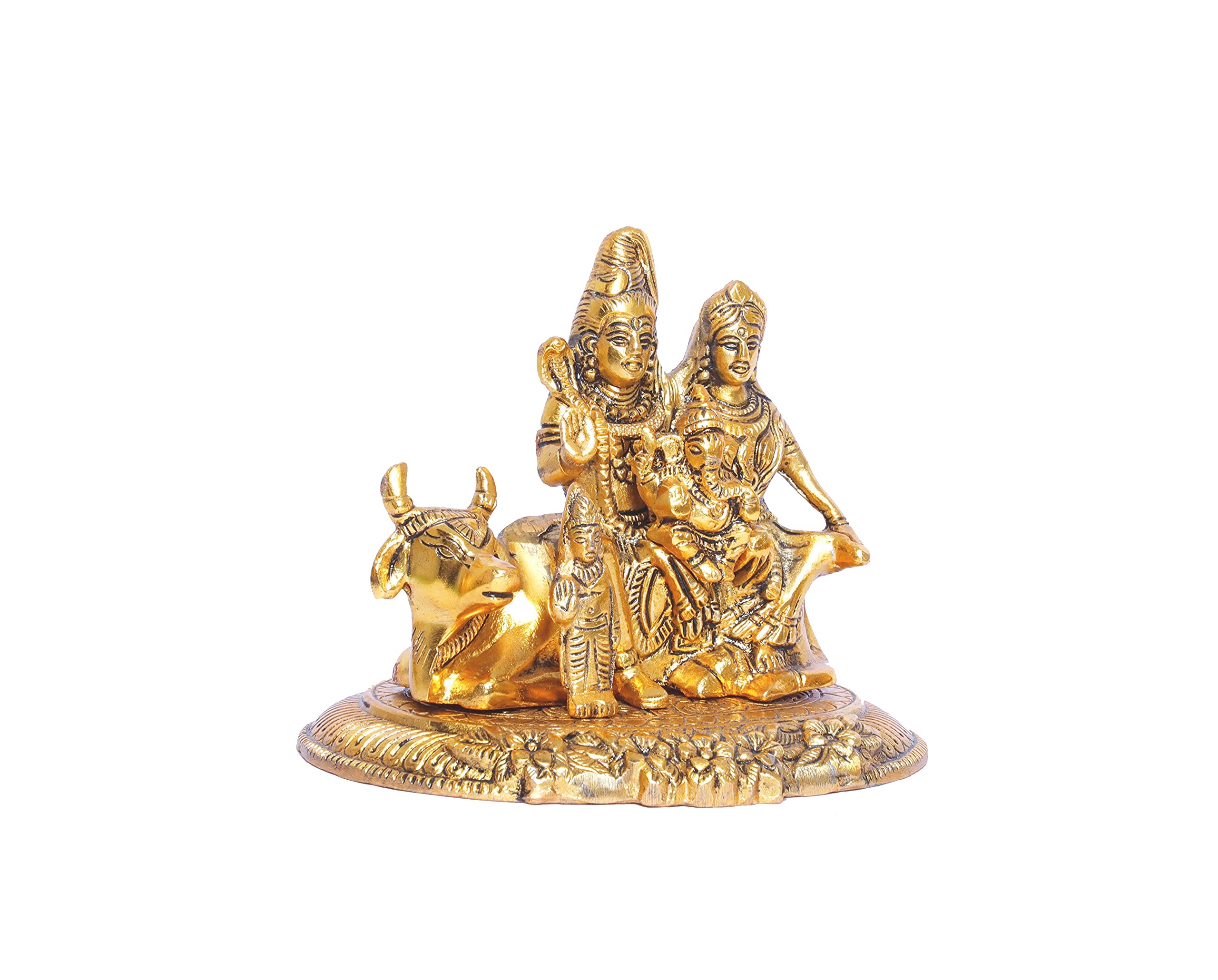 KridayKraft Statue of Shiva Family a Unique and one of a Kind Rare Handcrafted, Shiva Idol for Pooja Room Decorative Showpiece for Home, Office & Temple