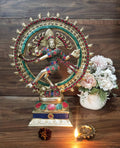 ARTVARKO Brass Natraj Idol Murti Natraja Bhagwan Large Shiva Dancing Statue Home Decor Mandir Temple Vastu Showpiece for Gift Height 13.5 Inches