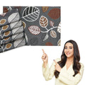 HOKIPO Cotton Jacquard Dinner Table Placemats Set of 6 (12x18 Inches) (IN-530-D5*6) Grey Leaves Kafalo